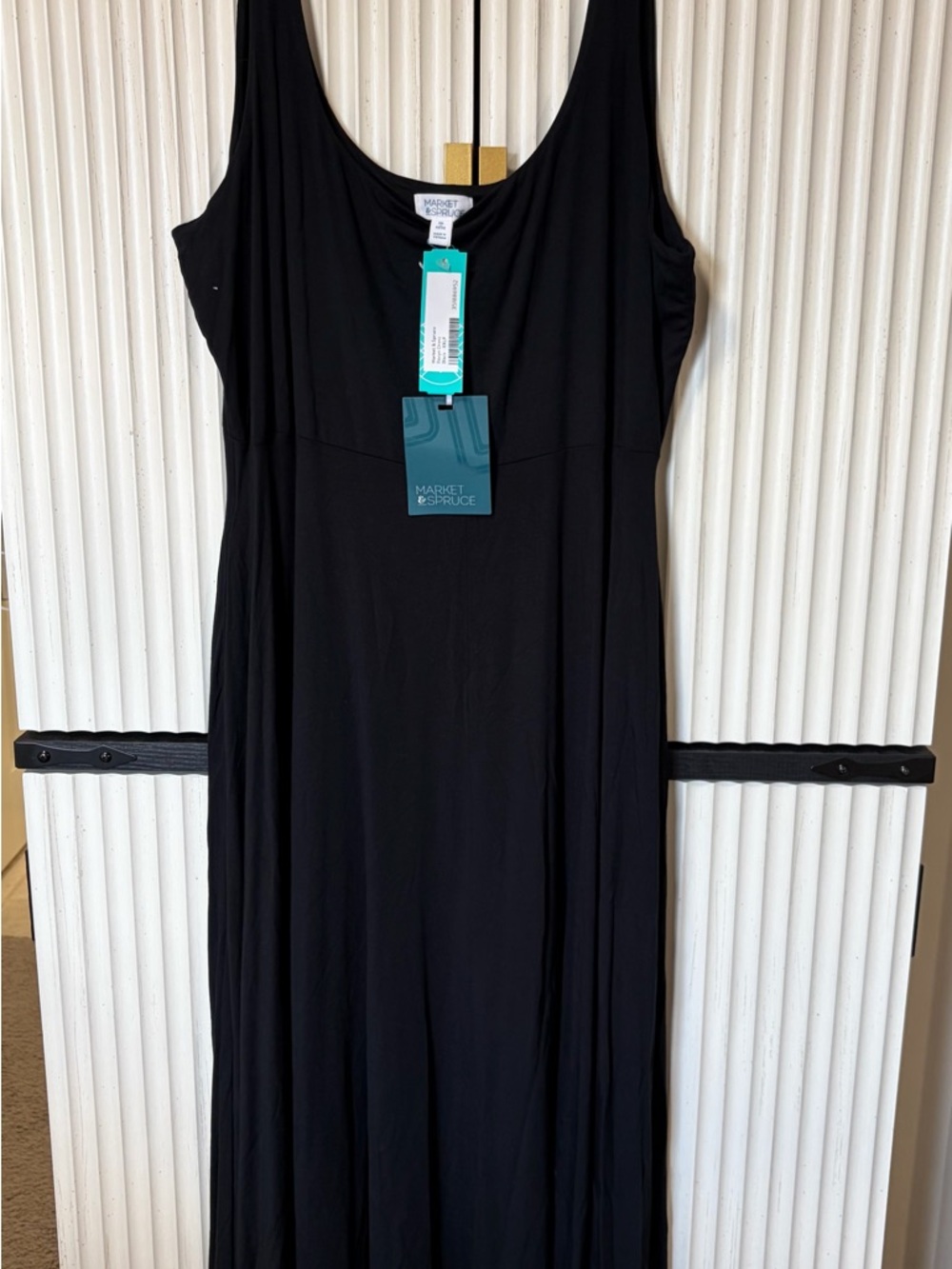 Market & Spruce Black Scoop Neck Maxi Dress with Tank Straps